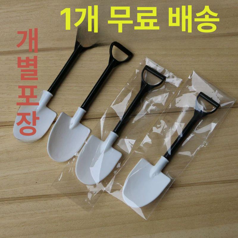 일회용 삽모양 스푼 삽수저 푸딩 포장 다용도 테이크아웃 수저 요구르트 케이크 개별포장 큰 삽 - 상세 이미지 2