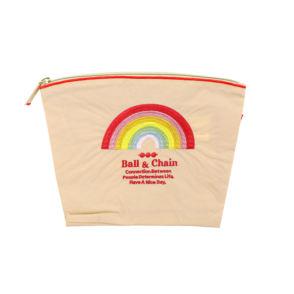 볼앤체인 베이지 레인보우 미디엄 파우치 220191203 Rainbow - 메인 이미지