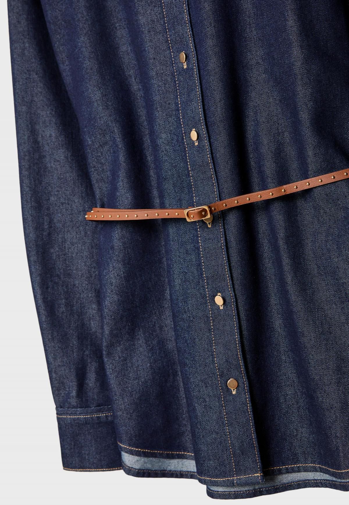 스트라디바리우스 테크니컬 벨트 긴팔 데님 셔츠 6015/712 OVERDYED BLUE DENIM - 상세 이미지 3
