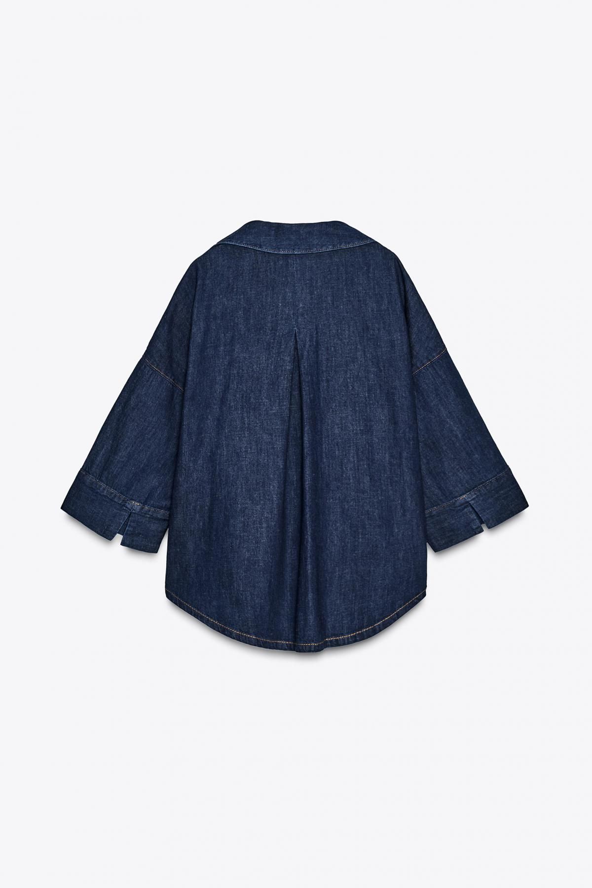 자라 오버핏 데님 테크니컬 버튼업 셔츠 3666/153 DARK INDIGO - 상세 이미지 5