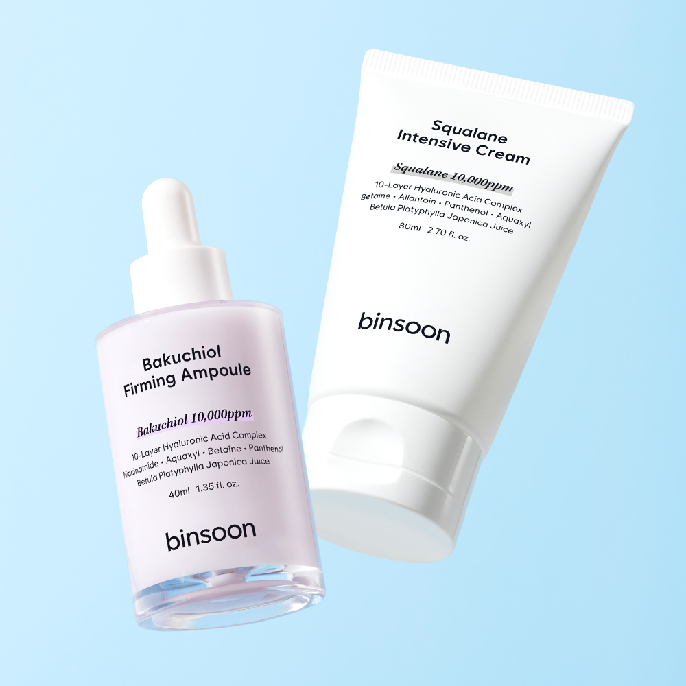 [2종세트] 빈순 바쿠치올 모공탄력 앰플 40ml+스쿠알란 히알루론산 수분 크림 80ml - 상품 이미지