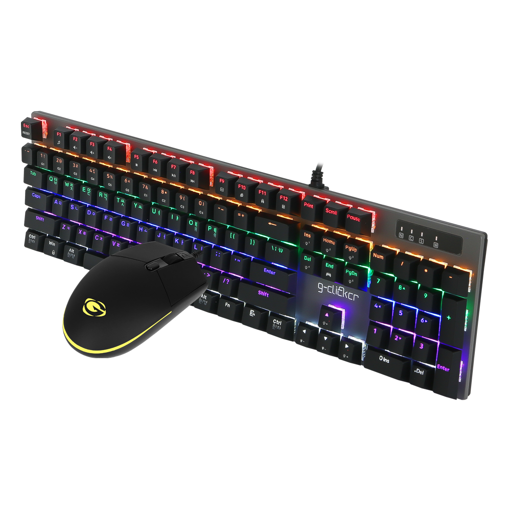 지클릭커 슈퍼 히어로  GMK-510X 게이밍 기계식 유선 키보드 마우스 세트 화이트 적축 - 상세 이미지 5