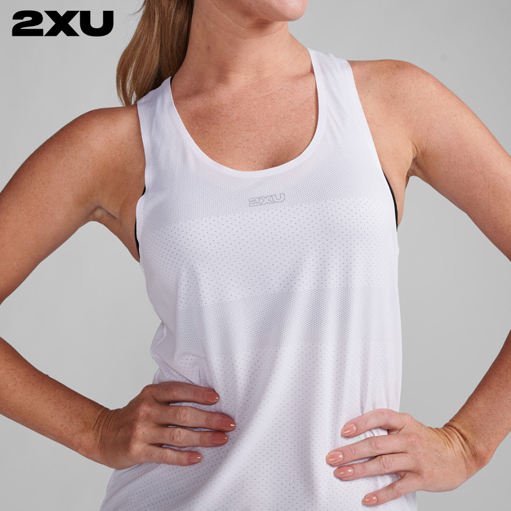 2XU 여자 싱글렛 마라톤 런닝 민소매 나시 티셔츠 라이트 스피드 테크 WR7153A_WHT-SRF - 상품 이미지