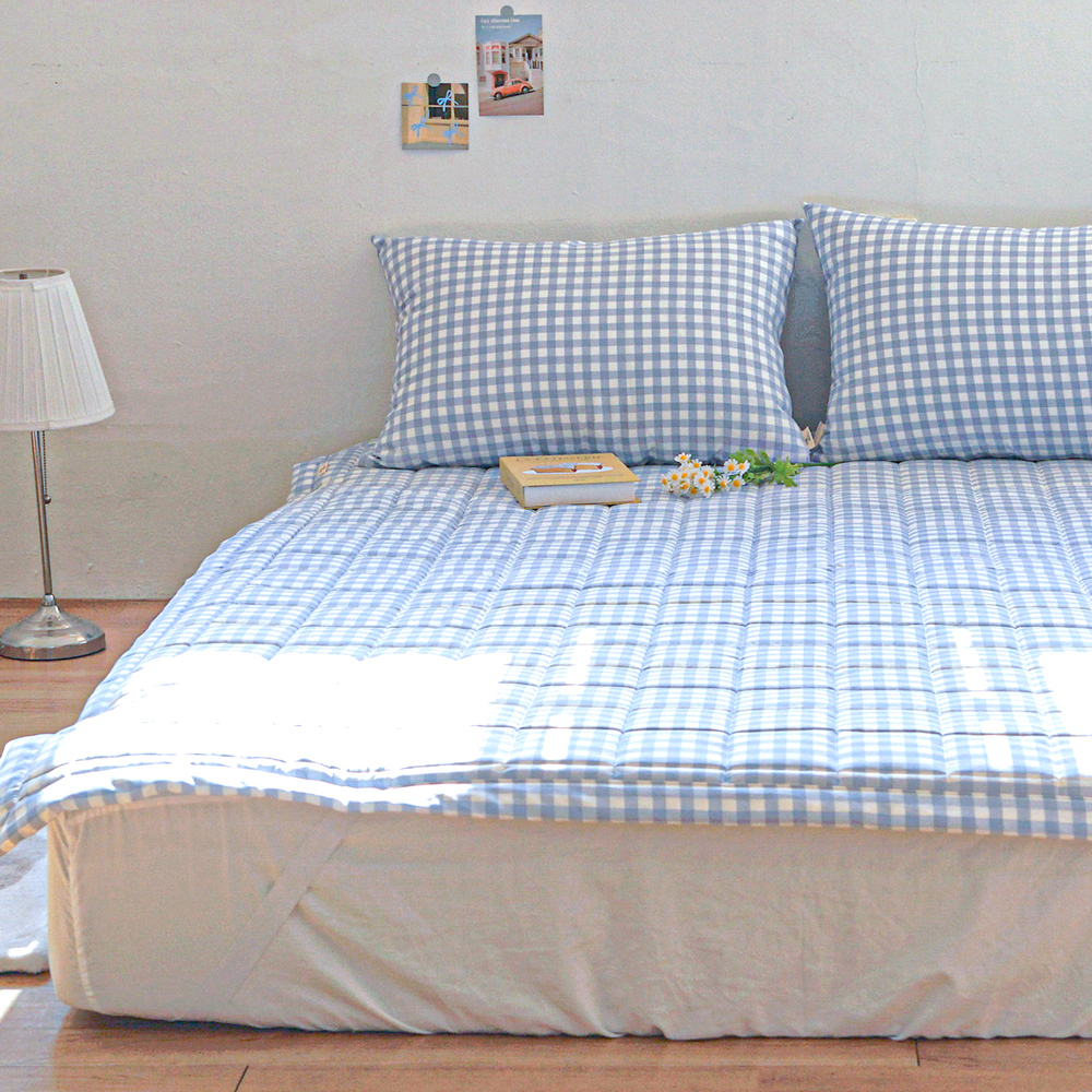 드림체크 먼지없는 사계절 고정밴딩 침대패드 소프트 블루, SS(슈퍼싱글)