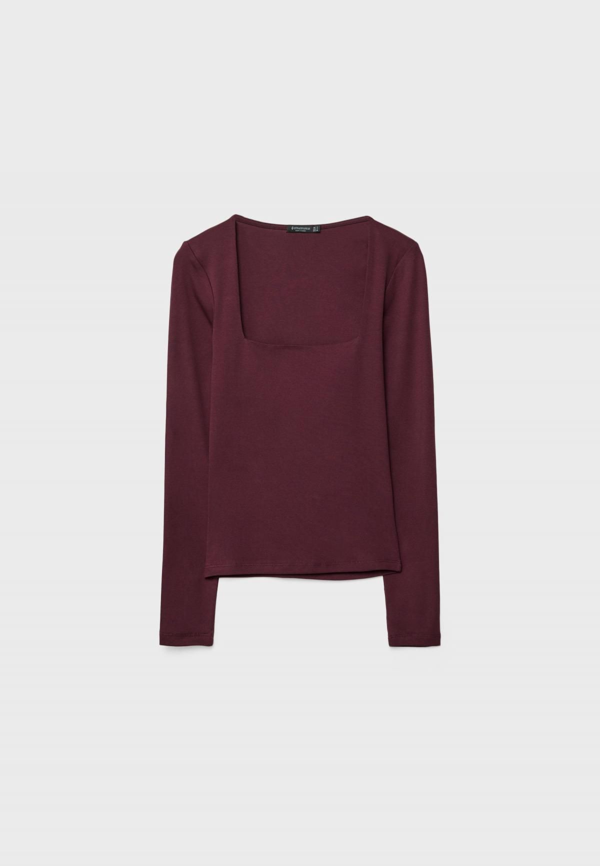 스트라디바리우스 베이직 슬림핏 스퀘어넥 긴팔 티셔츠 6682/967 PURPLE - 상품 이미지