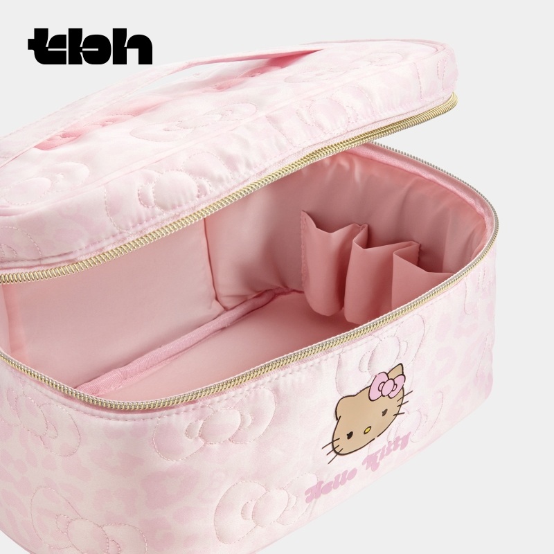 헬로키티 화장품 파우치 퀼팅 여행용 태닝키티 Hello Kitty - 상세 이미지 5