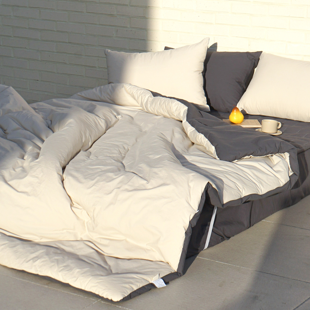 허쉬 60수 고밀도 바이오워싱 순면 옥수수솜 무봉제 차렵이불 밀라노 베이지, Q(퀸)