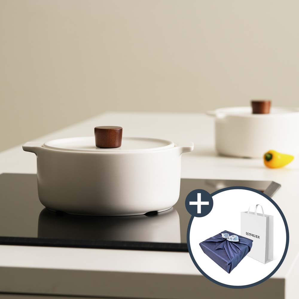 [추석선물사전예약] 한국도자기 리한 루나스톤 IH 인덕션 가스레인지 무균열 뚝배기 16CM 화이트베이지