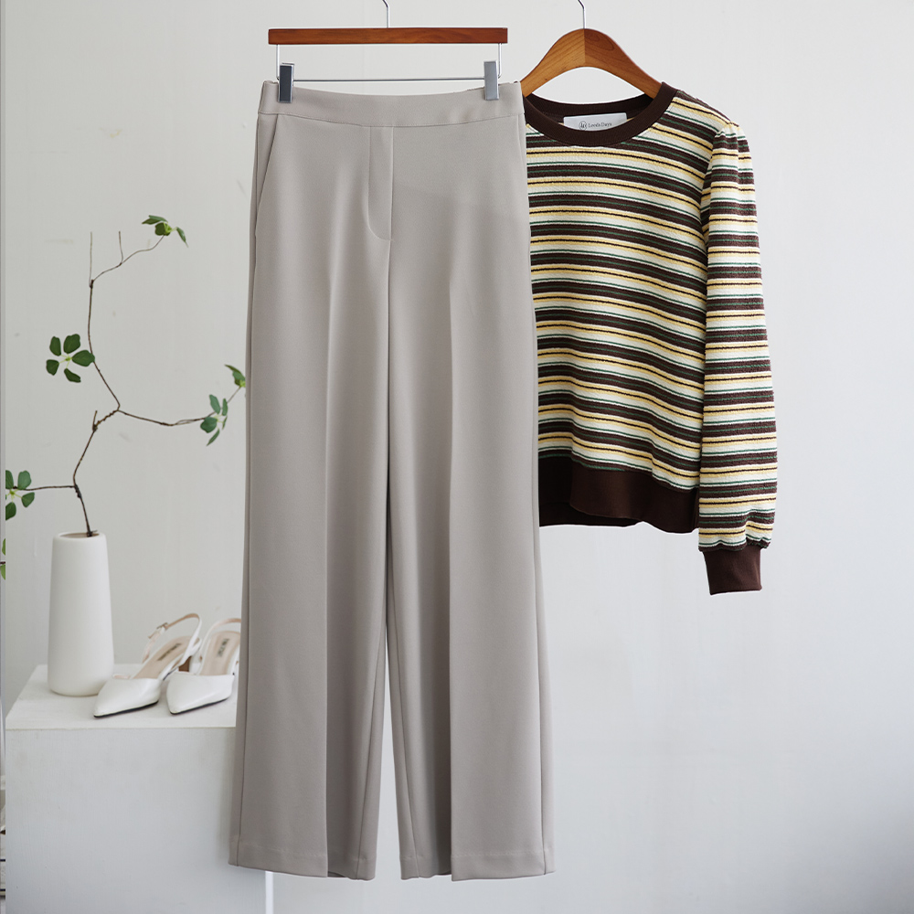 뮤트런 와이드핏 일자 뒷밴딩 간절기 가을 슬랙스 - 상세 이미지 2