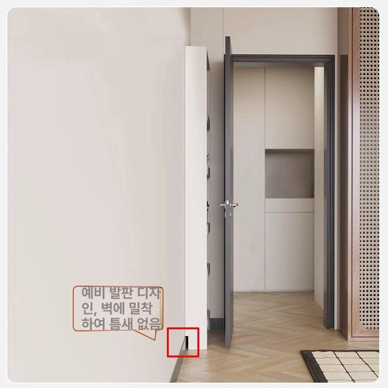 얇은 문뒤 수납장 슬림장 그림책 책꽂이 인테리어 진열장 틈새수납장 좁은수납장 슬림수납장 180x60x12cm 2도어 화이트 - 상세 이미지 4