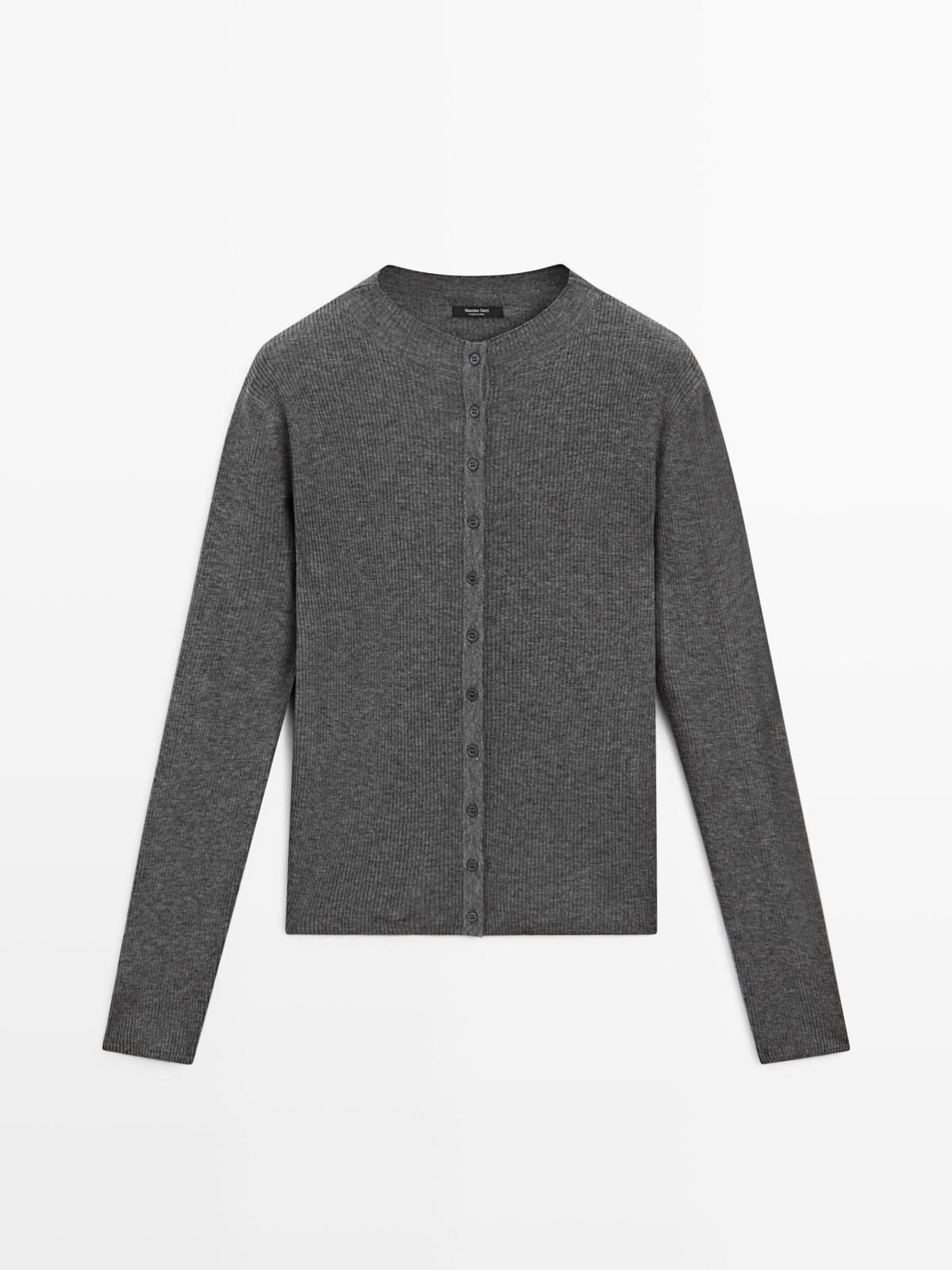 마시모두띠 테크니컬 울블렌드 하이넥 골지 니트 가디건 5672/583 MEDIUM GREY - 메인 이미지