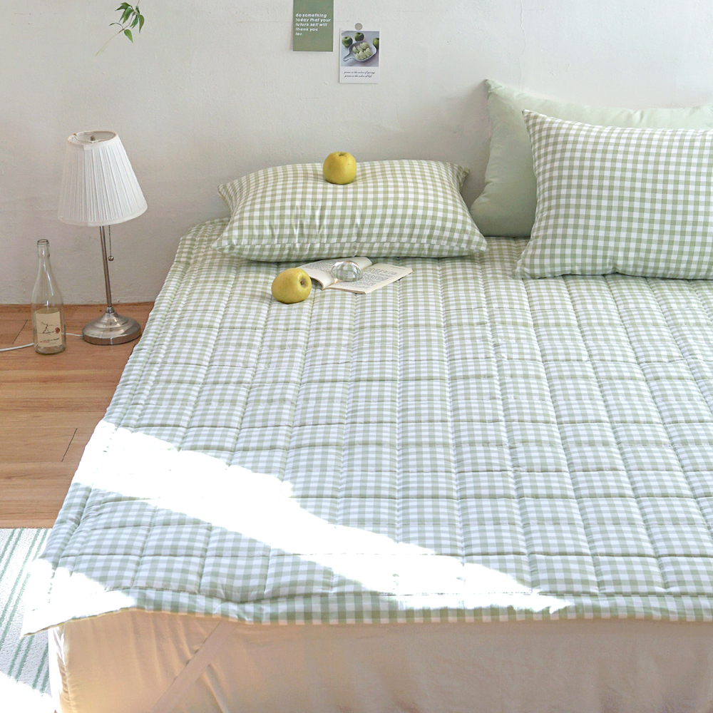 드림체크 먼지없는 사계절 고정밴딩 침대패드 애플그린, SS(슈퍼싱글)