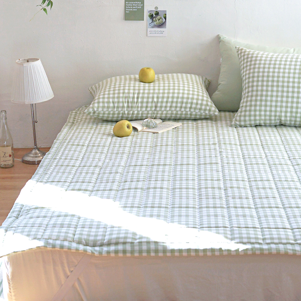 드림체크 먼지없는 사계절 고정밴딩 침대패드 애플그린, SS(슈퍼싱글)