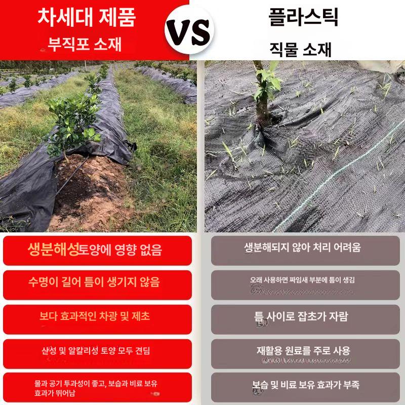 제초매트 잡초 바닥 길이 묘목 원예 부직포 방초망 농업용 농사 제초천 깔개 텃밭 제초 롤형 1.0x100m 50개말뚝포함 A - 상세 이미지 5