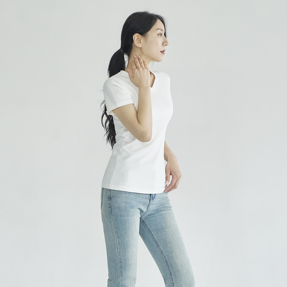 항공과 반팔 티셔츠 승무원 면접 브이넥 면접티 이미지 2