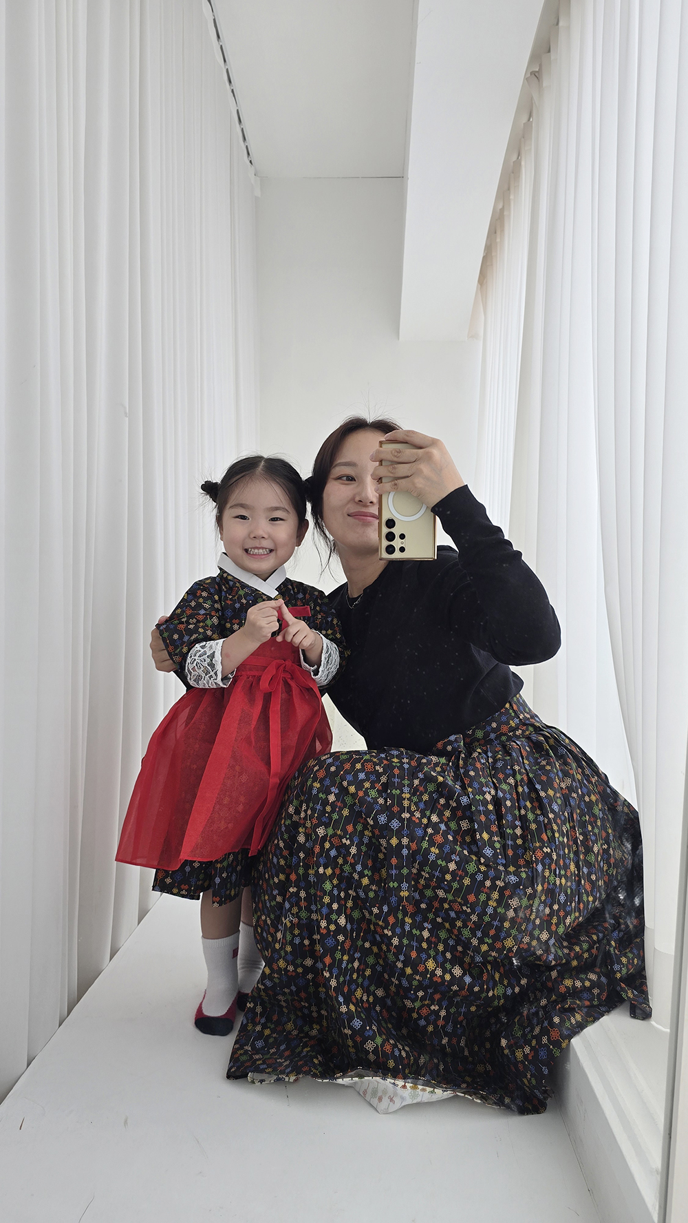 전통무늬 여성 생활한복 허리치마 상품 이미지