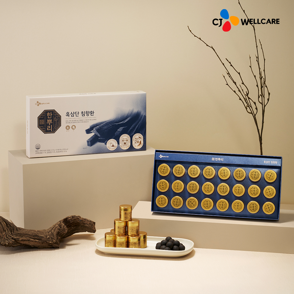 CJ 한뿌리 흑삼단 침향환 활력 부모님 건강 선물세트[쇼핑백포함] 24환, 4개