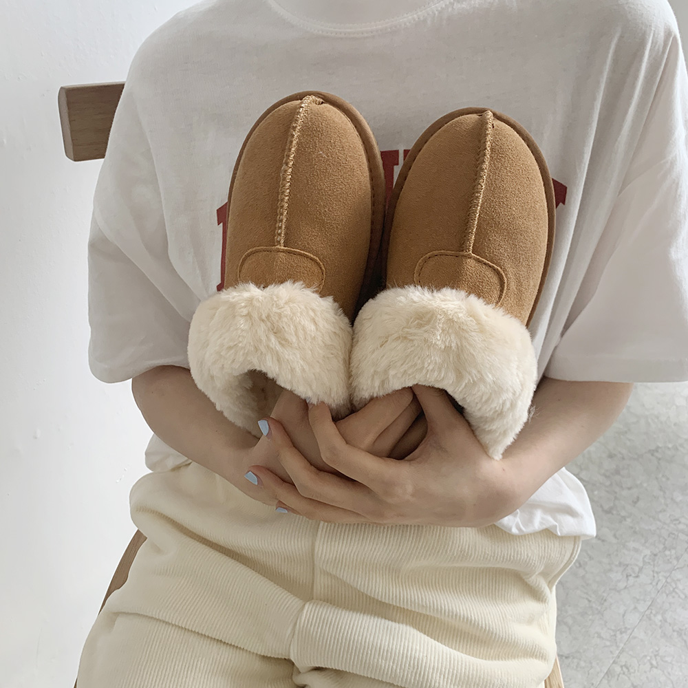 플라틴베이지 천연 소가죽 푹신한 양털 키높이 퍼슬리퍼 2.5cm - 상세 이미지 3