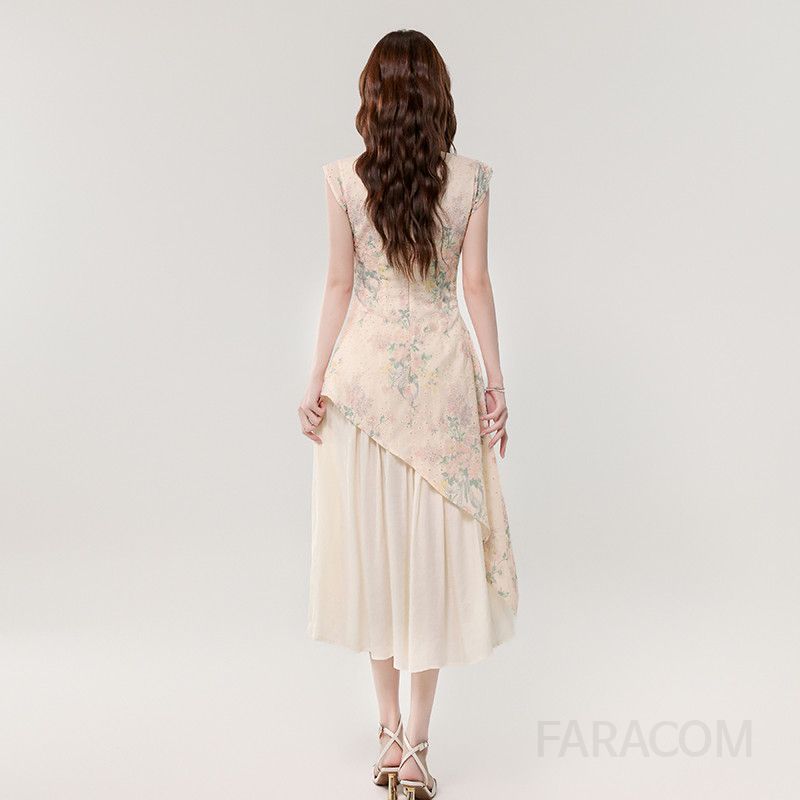 여름 롱원피스 여성 프린트 자수 드레스 부드러운 우아한 디자인 바캉스룩 시원한 착용감 데일리룩 휴양지원피스 - 상세 이미지 5