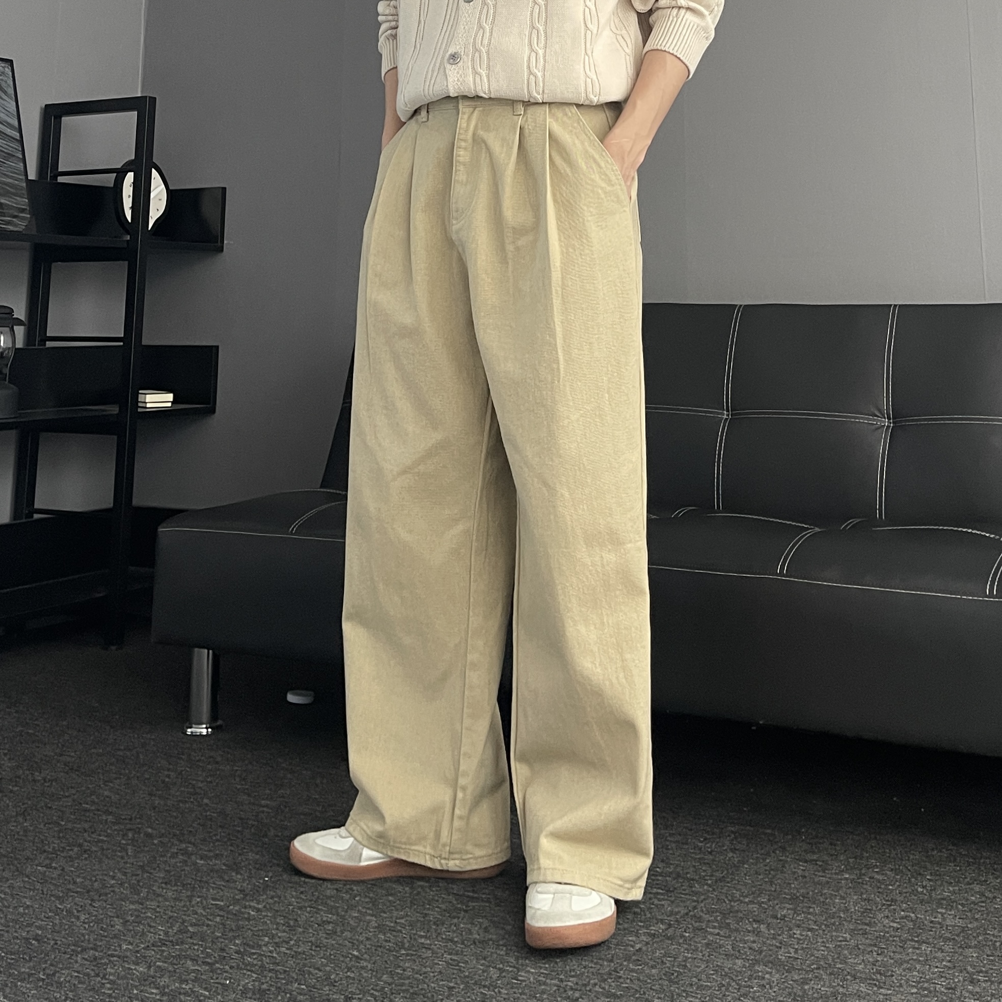 치노팬츠 백바지 남자와이드팬츠 남자흰바지 - 상세 이미지 4
