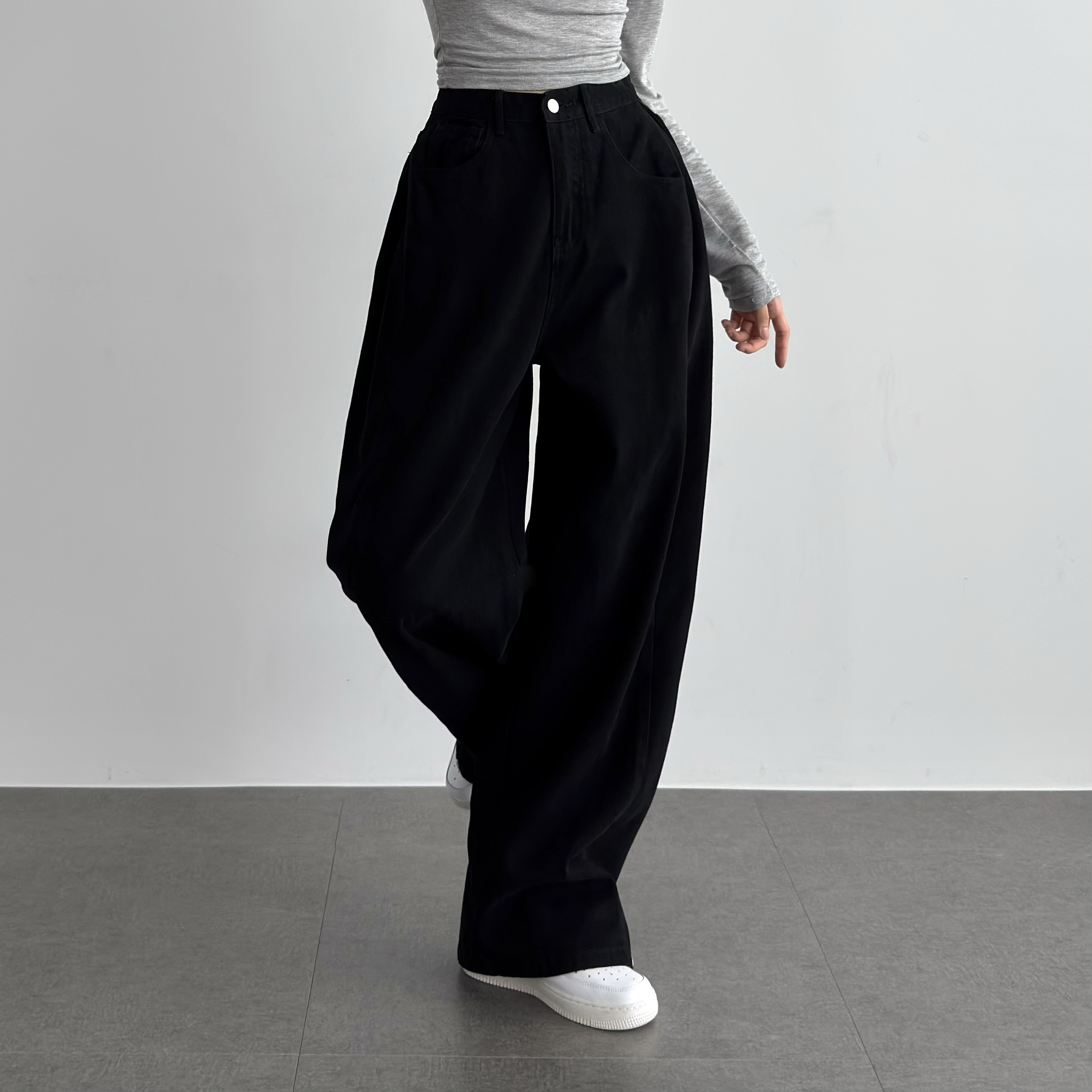 핀턱와이드팬츠 흰 흰색 바지 갈색 바지 - 상세 이미지 3