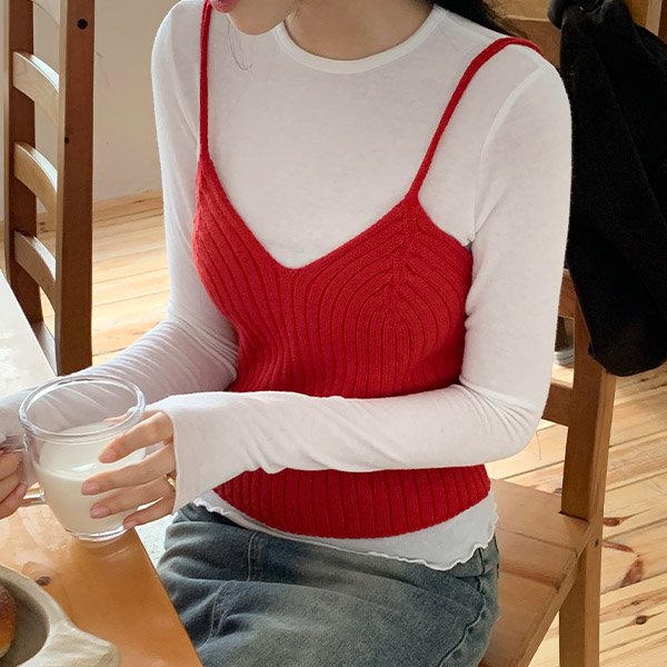 브이넥 크롭 뷔스티에 니트 베스트 vs483