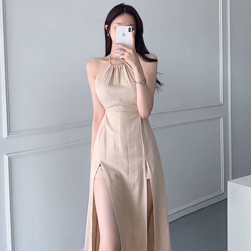 민소매 슬림 원피스 여름 바캉스 끈나시 슬리브리스 썸머 여름원피스 롱원피스 휴양지원피스 블랙 프리사이즈 - 상세 이미지 2
