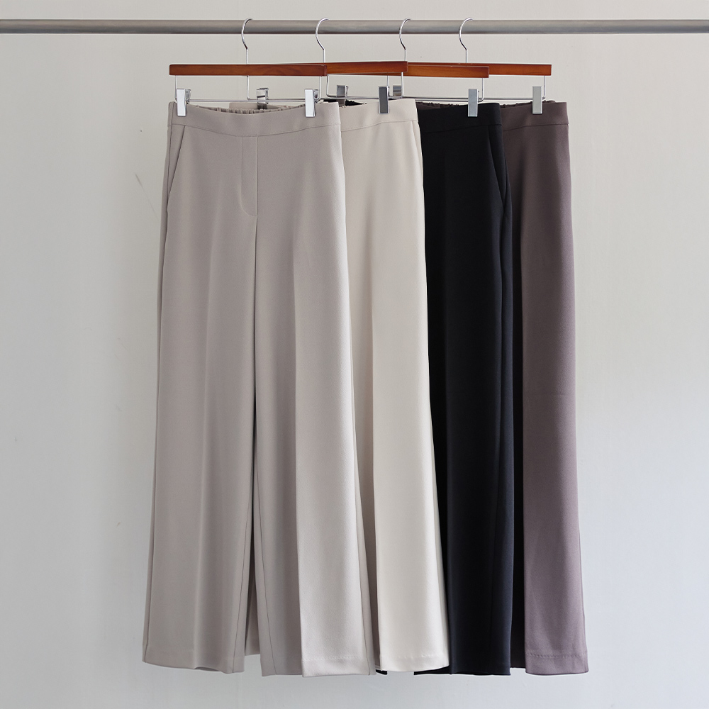 뮤트런 와이드핏 일자 뒷밴딩 간절기 가을 슬랙스 - 상품 이미지