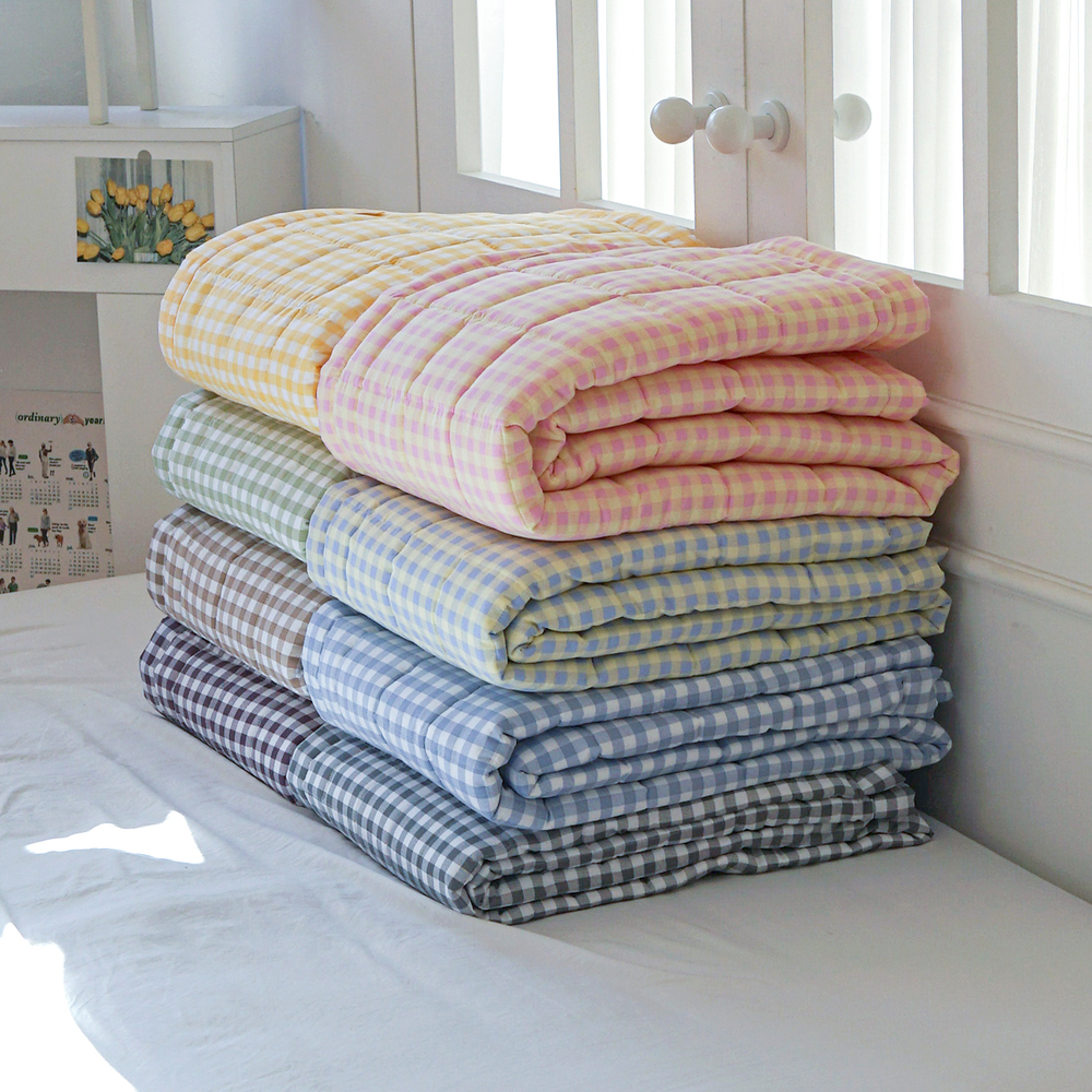 드림체크 먼지없는 사계절 고정밴딩 침대패드 블루 레몬, SS(슈퍼싱글)