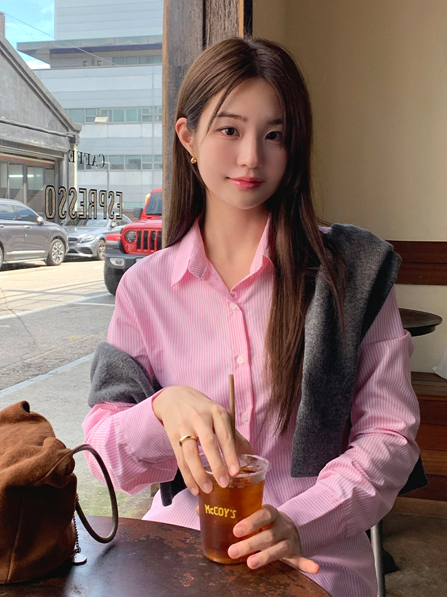 스트라이프 긴팔 셔츠 bs8407 - 상세 이미지 4