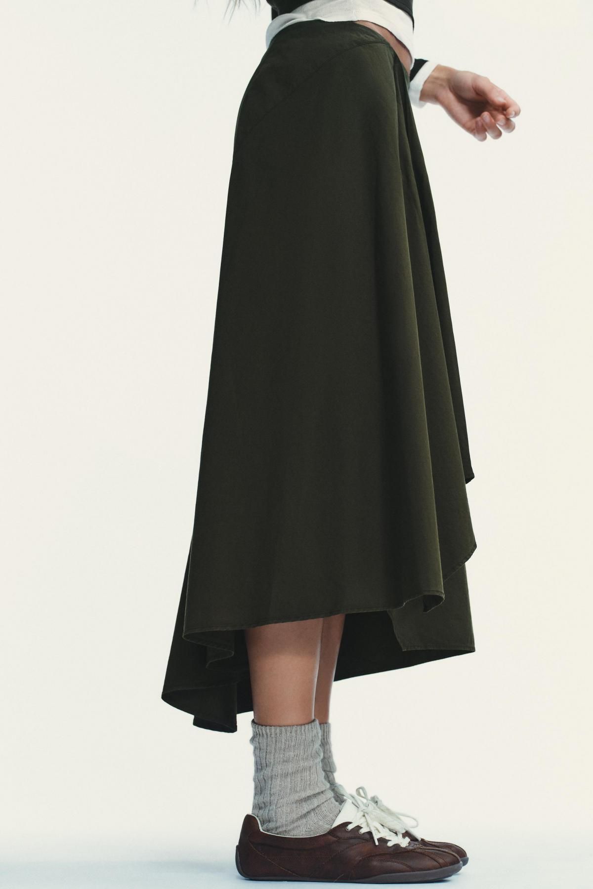 자라 비대칭 미디 스커트 6929/294 DARK KHAKI - 상세 이미지 5