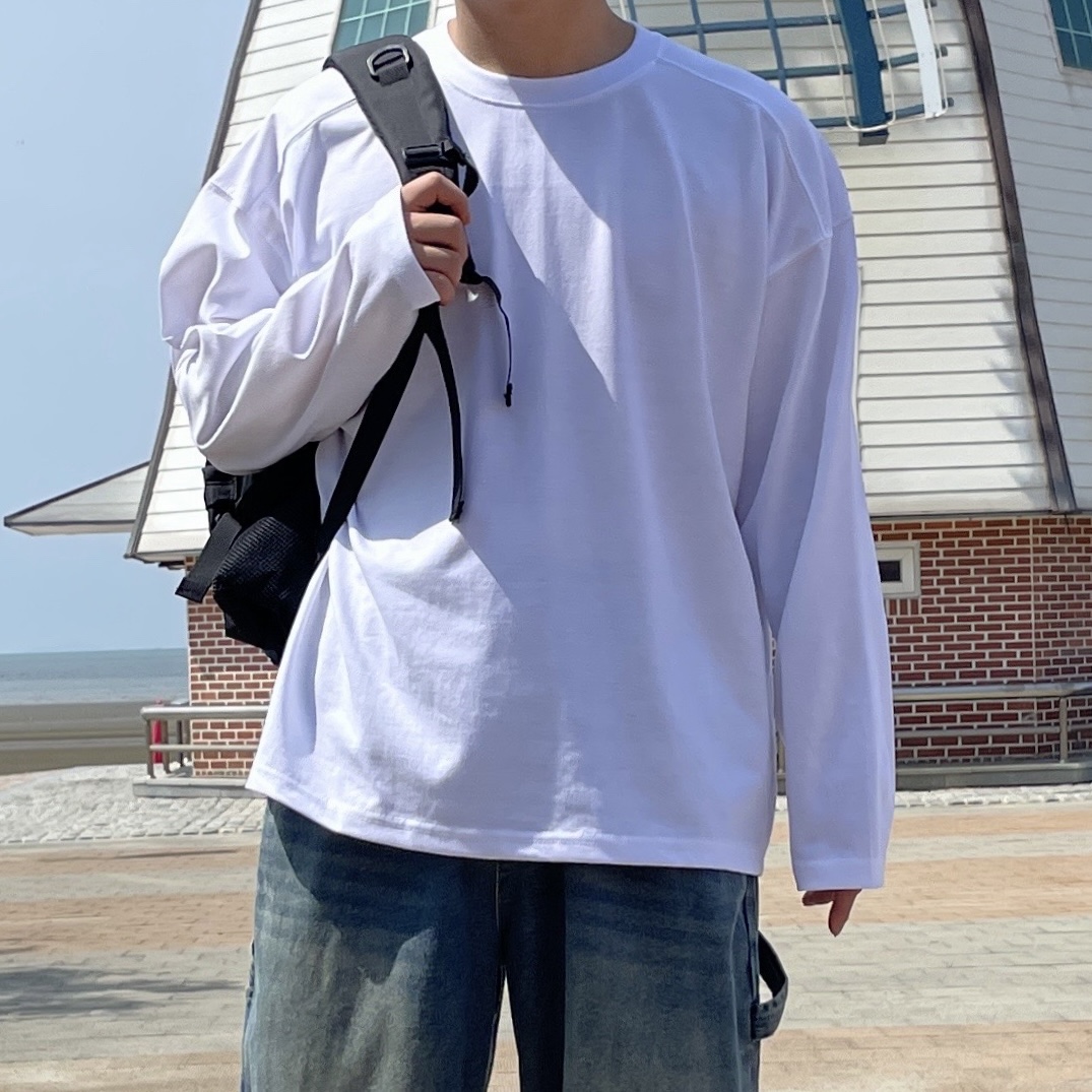 남자흰티 수피마티셔츠 무지티셔츠 남자오버핏긴팔