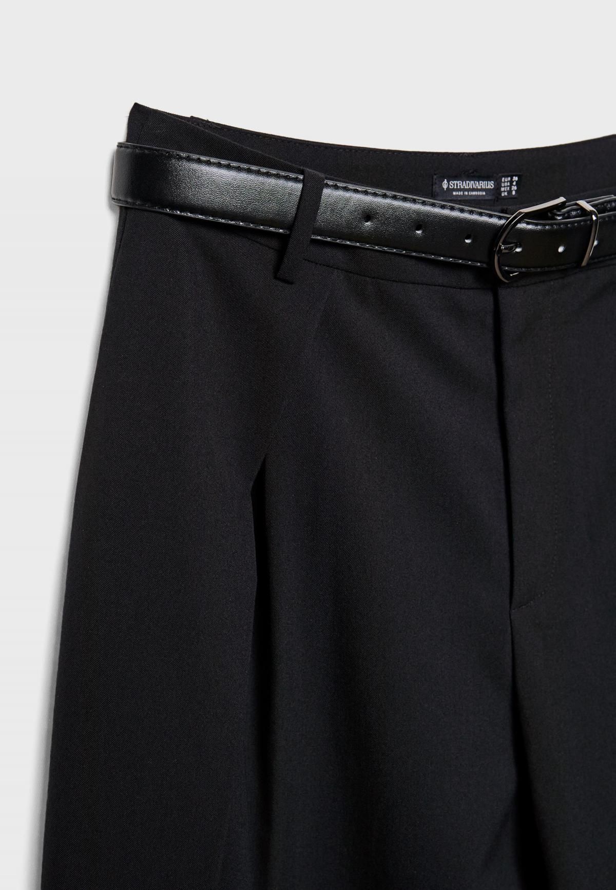 스트라디바리우스 맥시 와이드 플리츠 벨트 팬츠 4538/576 BLACK - 상세 이미지 3