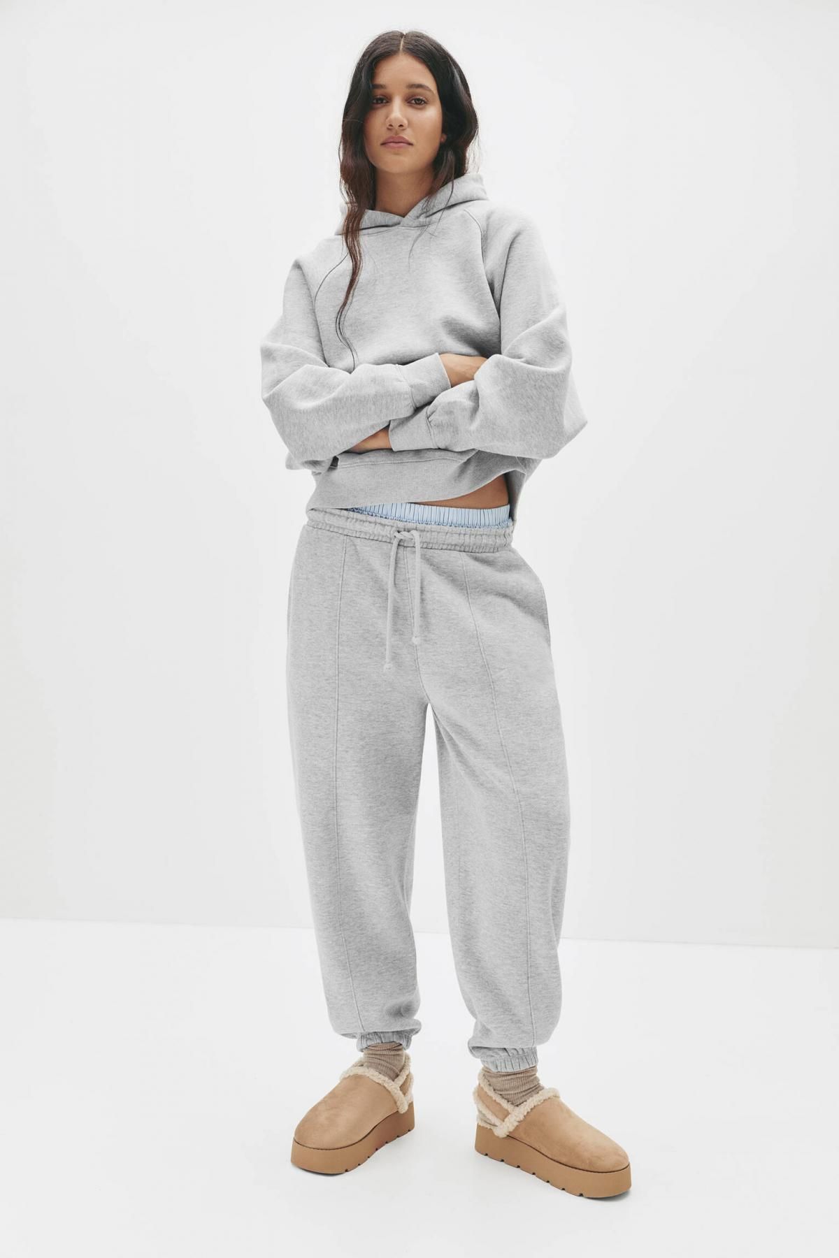 풀앤베어 오버핏 라이트그레이 테크니컬 코튼 후드티 7560/311 GREY MARL - 상세 이미지 2