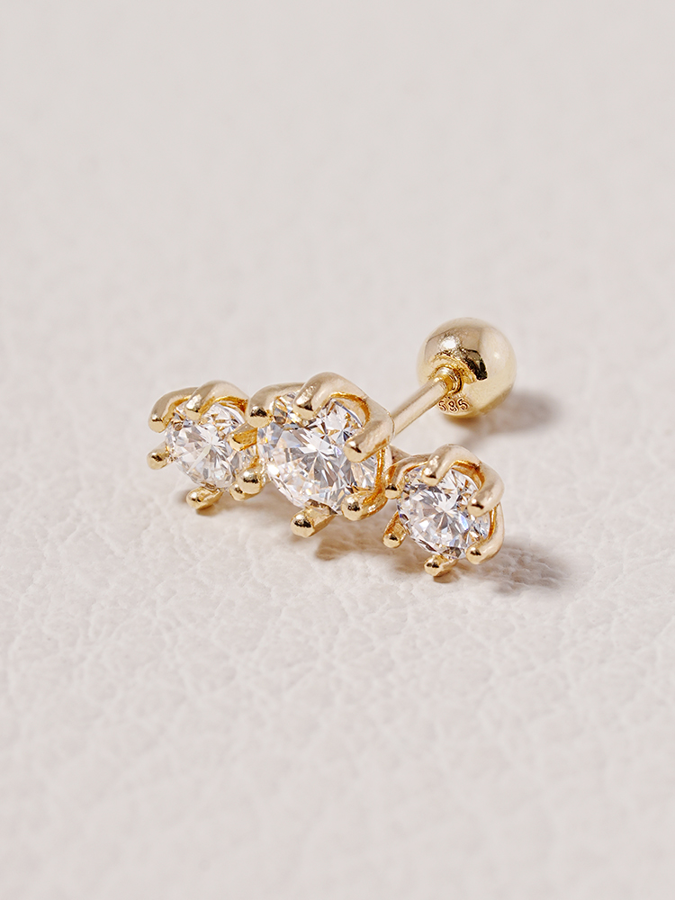14K 랩 다이아몬드 루미에르 크라운 피어싱 귀걸이 1부 3부 - 상세 이미지 2