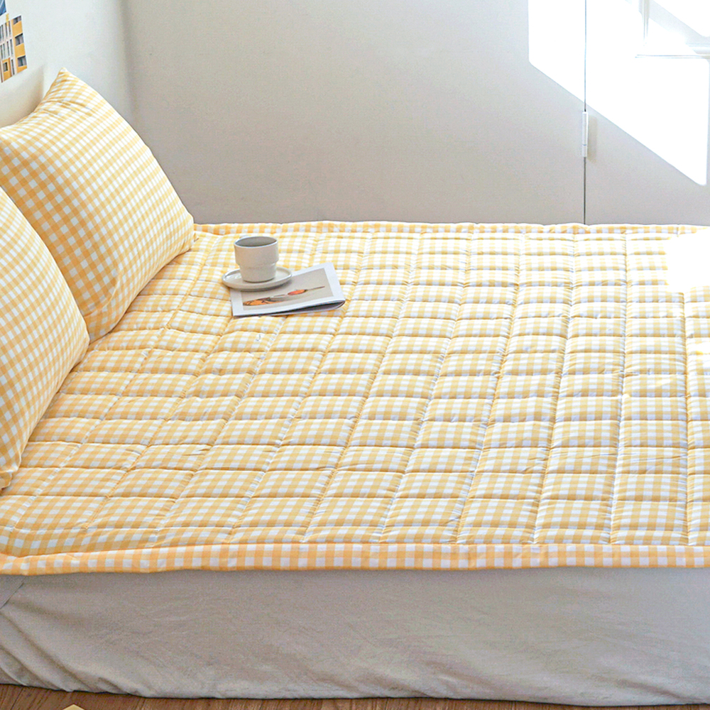 드림체크 먼지없는 사계절 고정밴딩 침대패드 샤인 옐로우, Q(퀸)