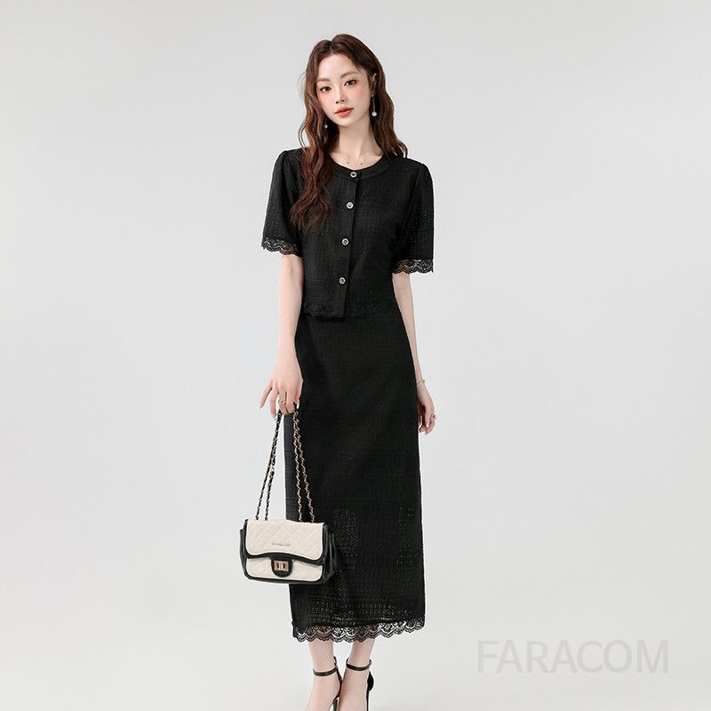 여성 여름 레이스 롱원피스 우아한 슬림핏 데일리룩 시원한 스타일 고급스러운 외출용 드레스 - 상세 이미지 2