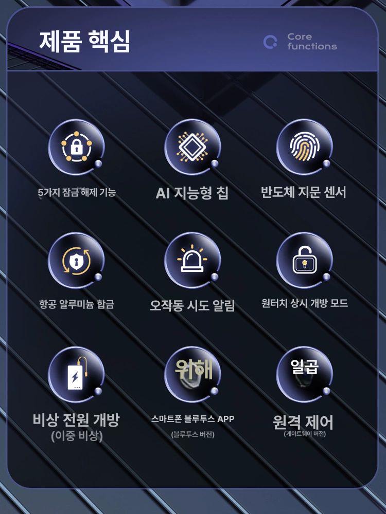 스마트 목문도어락 목문용도어락 사무실 상가 비밀번호 번호키 학교 나무문도어락 설치 단일지문판 단일 혀형-오팔 블랙 - 상세 이미지 4