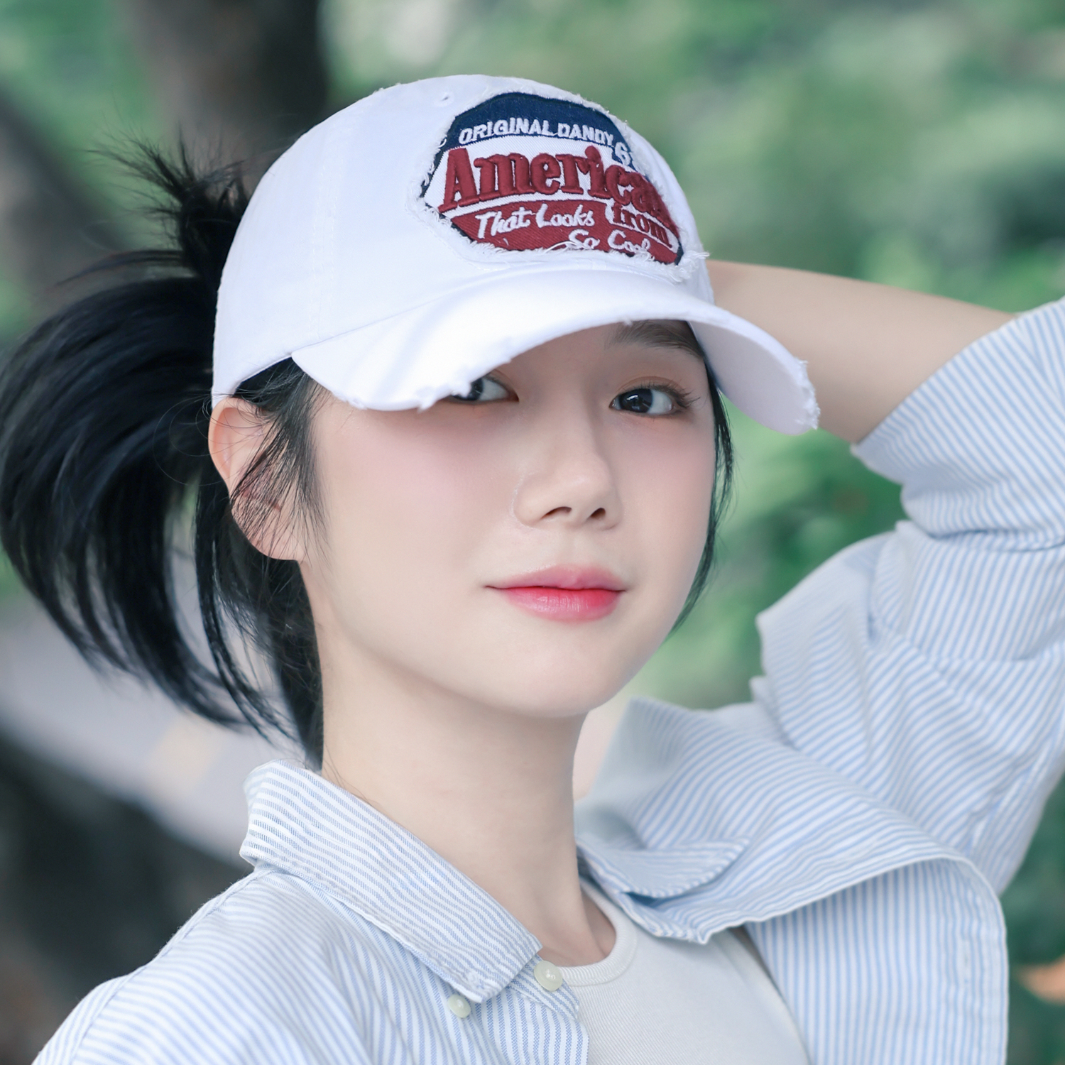 국내생산 American 레터링 워싱 볼캡 여성 빈티지 캡모자 남녀공용 커플 야구모자 - 상세 이미지 2