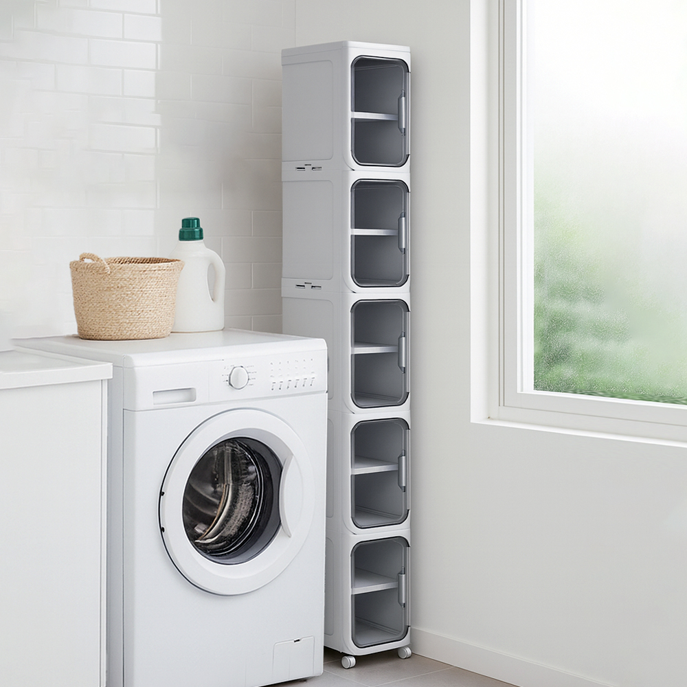 틈새핏 슬림 틈새수납장 이동식 좁은폭 냉장고옆 세탁기옆 틈새장 200, 4단, 화이트