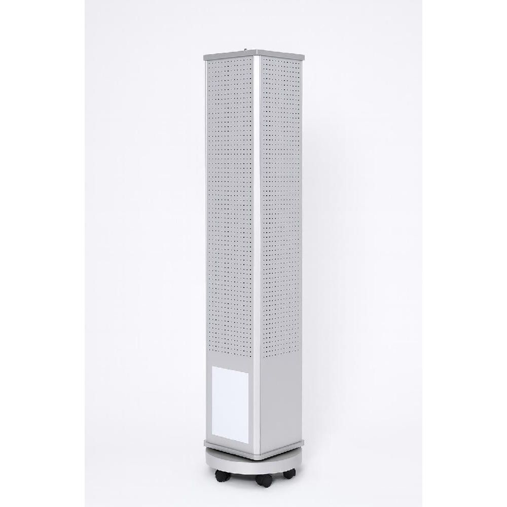매장용 스탠딩 진열대 철제 타공보드 전시 선반 거치대 실버 쇼트 130cm - 메인 이미지