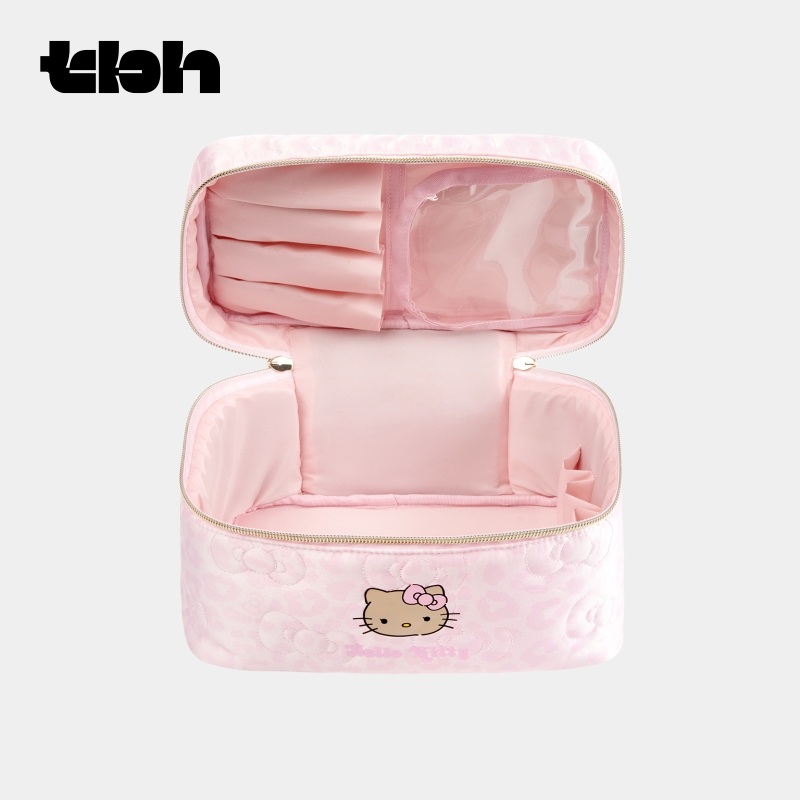 헬로키티 화장품 파우치 퀼팅 여행용 태닝키티 Hello Kitty - 상세 이미지 2