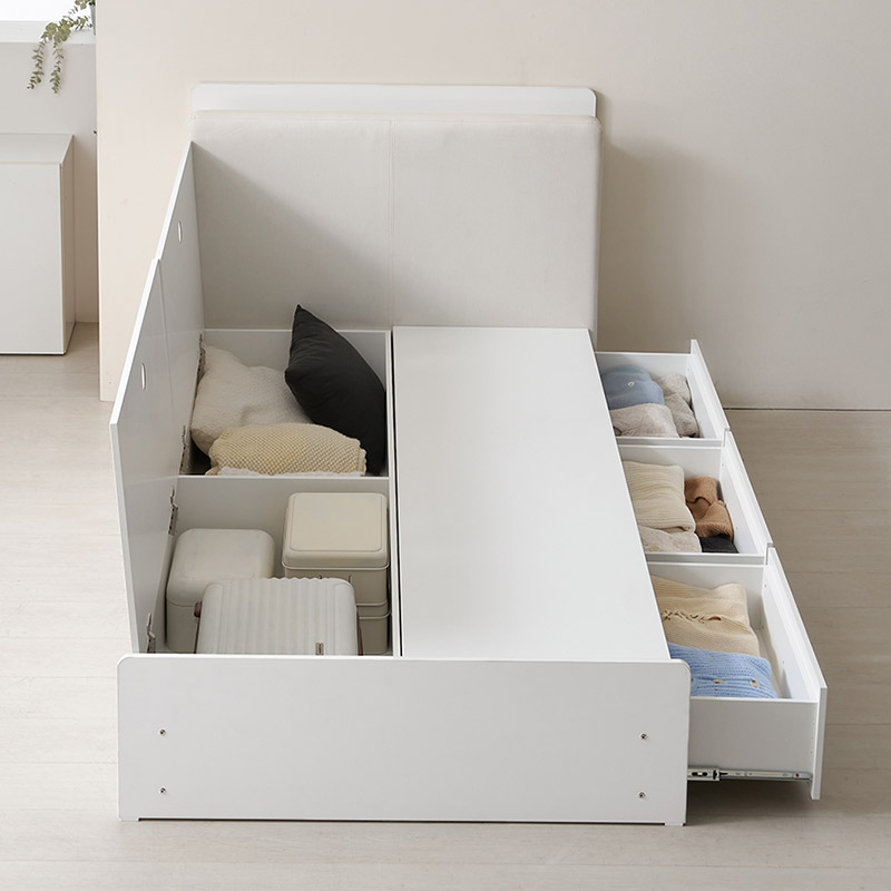 e스마트 플린 LED PU레더 서랍형 수납침대 SS