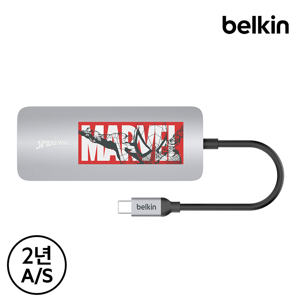 벨킨 마블 스파이더맨 7in1 USB C타입 멀티 허브 AVC009qcMV 아이패드 맥북 에어 M4 프로 윈도우 노트북 호환 - 상세 이미지 4