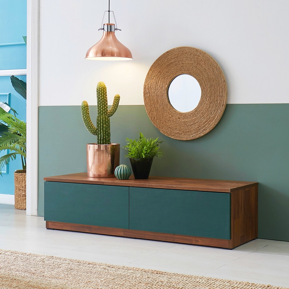 에르모 안방 낮은 미니티비다이 거실장 tv선반 서랍장 1200x400x313, 멀바우