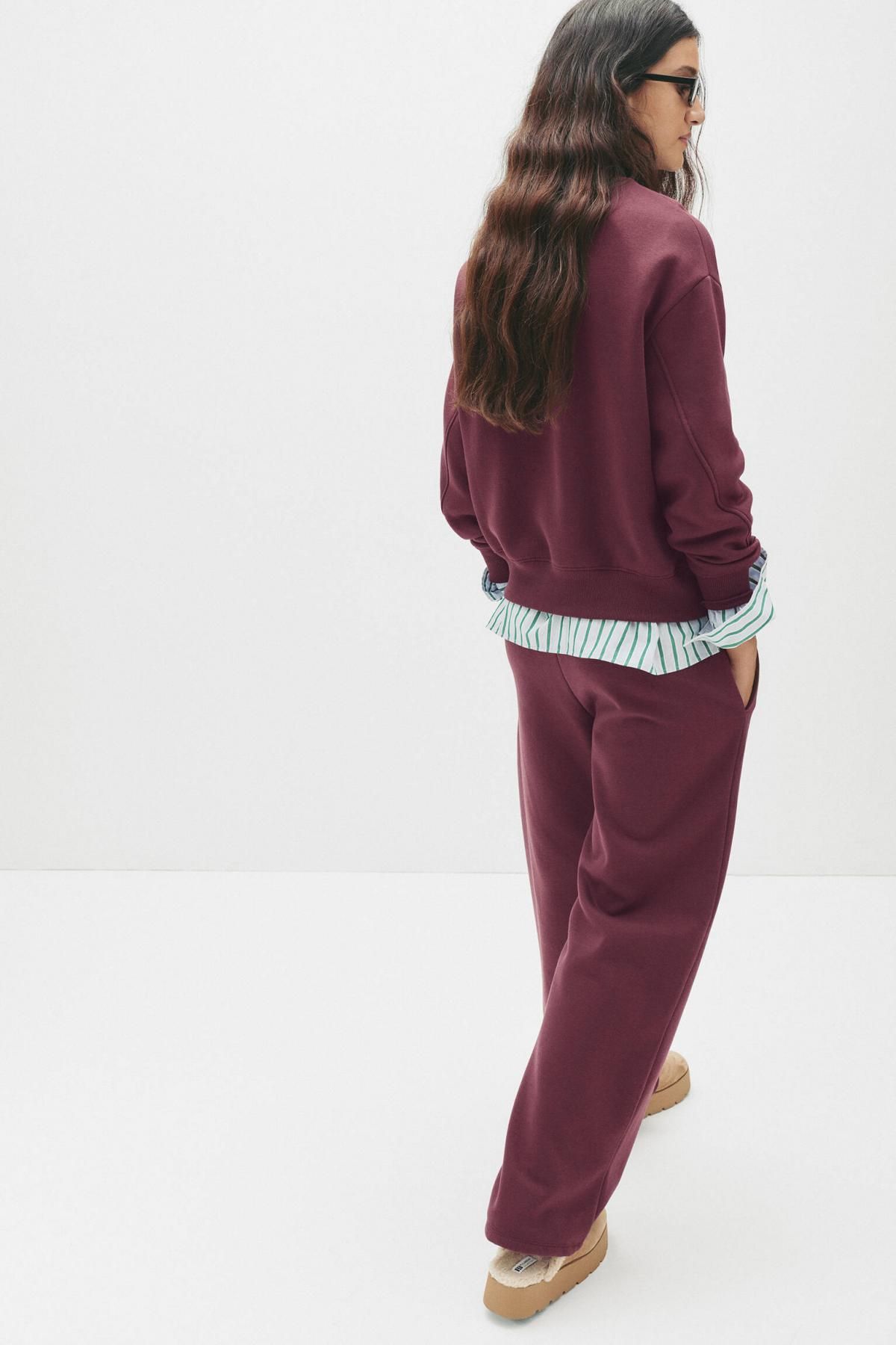풀앤베어 버건디 루즈핏 NYC 바시티 스웨트셔츠 7560/328 BURGUNDY - 상세 이미지 4