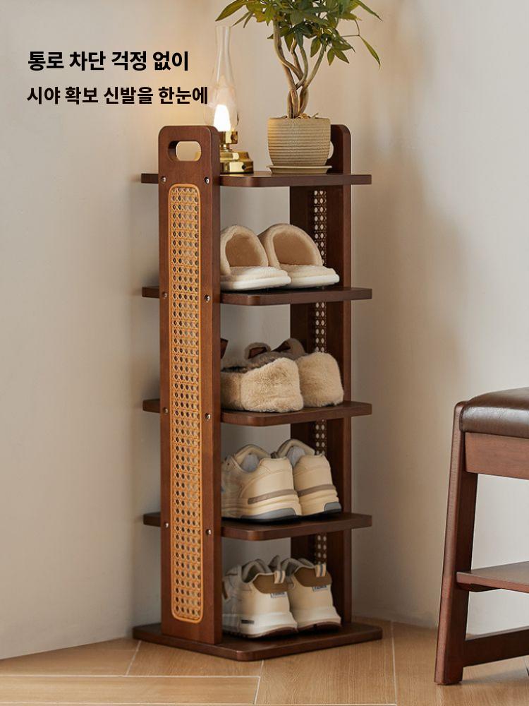 현관신발장 라탄 장식 신발정리대 학원 사무실 신발수납장 등나무 5칸 - 상세 이미지 4