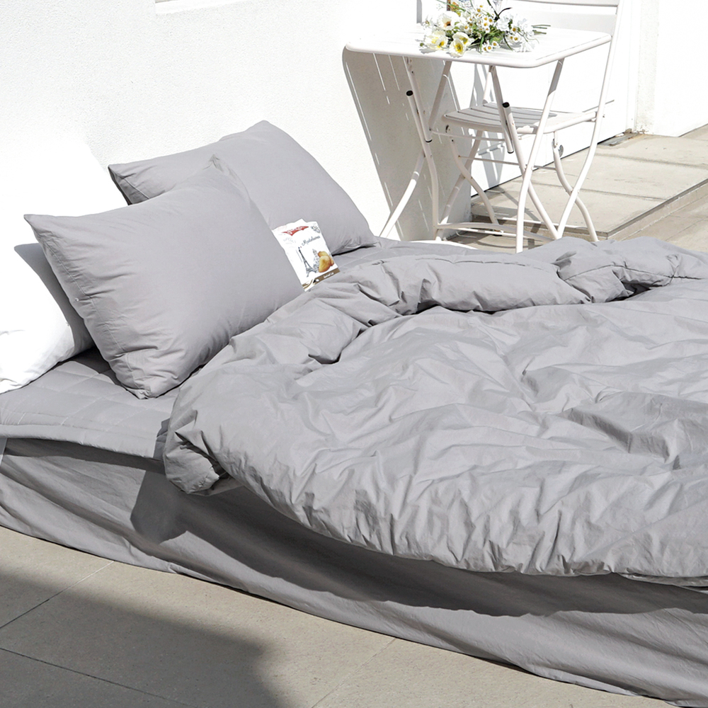 허쉬 60수 고밀도 바이오워싱 순면 옥수수솜 무봉제 차렵이불 애쉬그레이, Q(퀸)