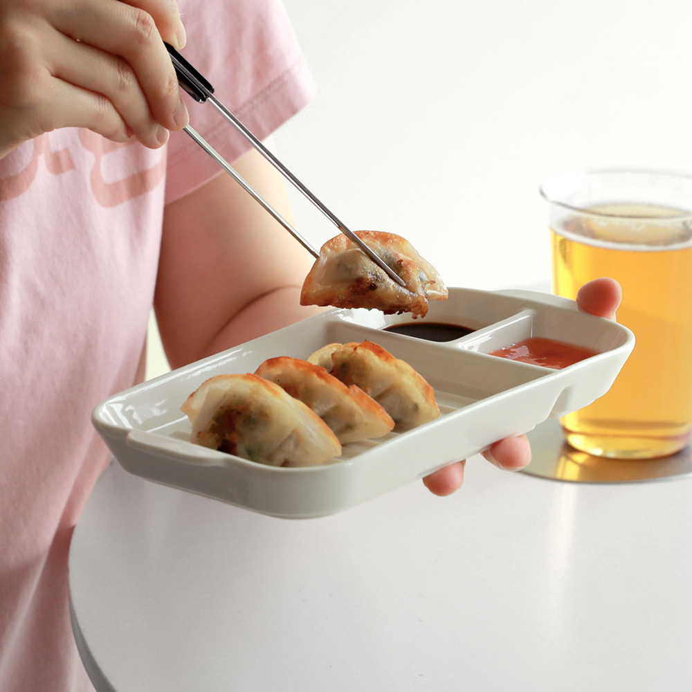 [2개세트] 오데뜨 도자기 앞접시 3칸 나눔 접시 소스 반찬 칸막이접시 - 상세 이미지 3