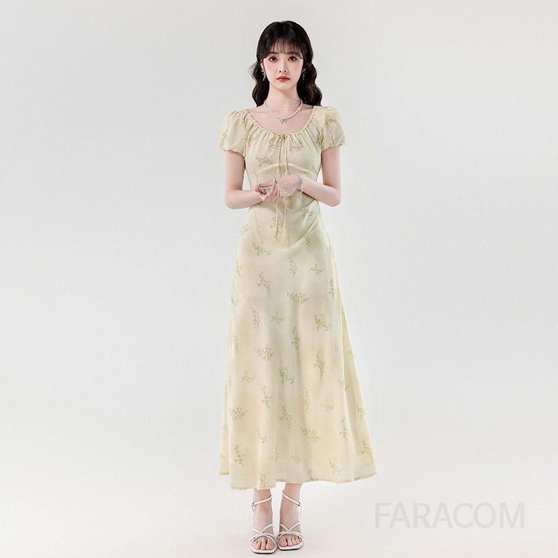 여성 여름 롱 드레스 프렌치 로맨틱 슬림 플로럴 민소매원피스 드로스트링 디자인 시원한 착용감 바캉스룩 휴양지 스타일 - 상세 이미지 2